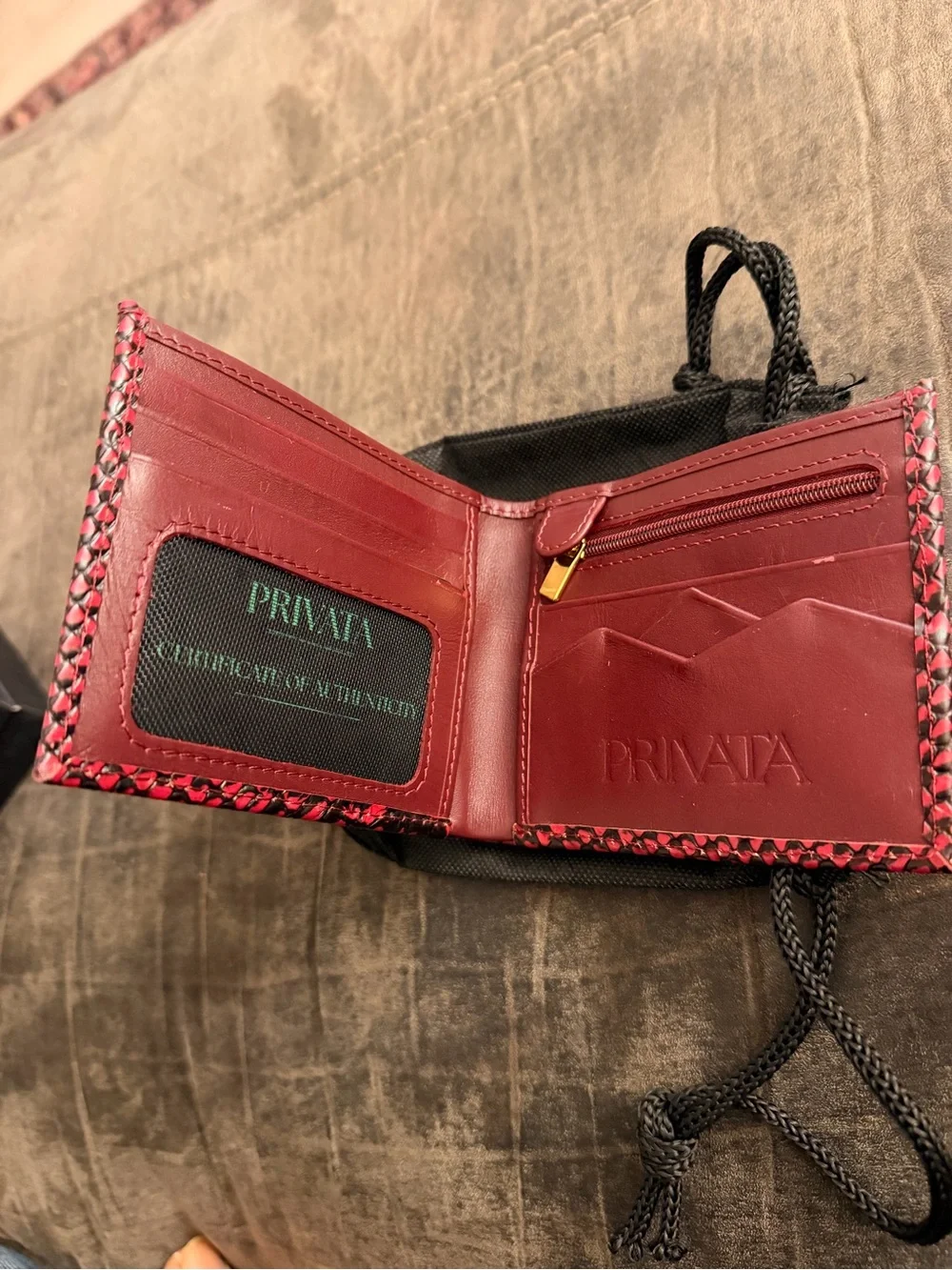Men’s Red Snakeskin Leather Bi-Fold Wallet